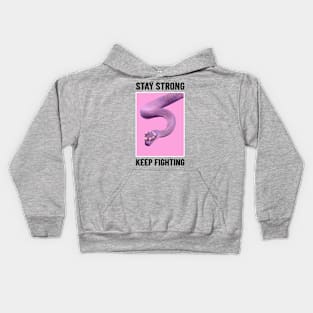 animal featuring a pink snake Stay strong keep fighting Kids Hoodie